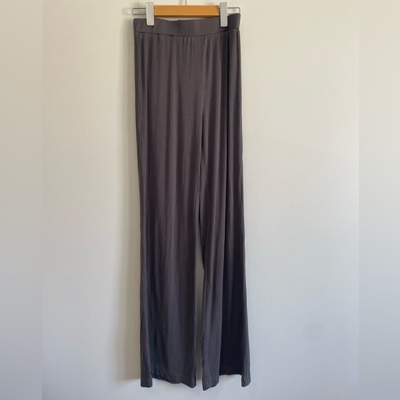 Grey Straight  /Wide Leg Ribbed Soft Pants - Picture 2 of 6